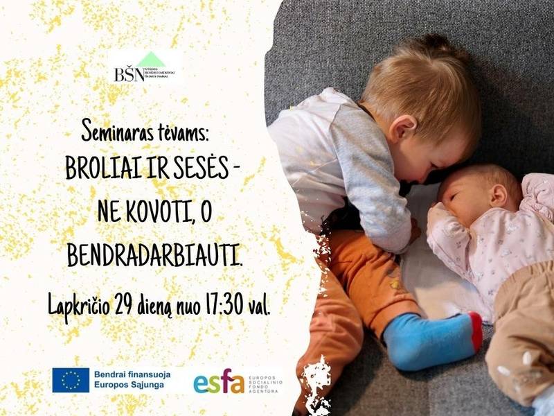 Seminaras BROLIAI IR SESĖS - NE KOVOTI, O BENDRADARBIAUTI