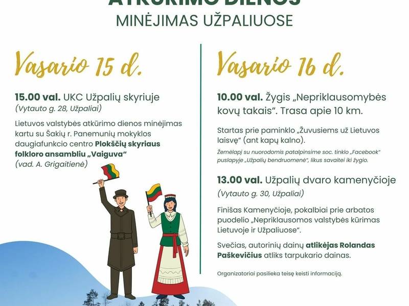 Lietuvos valstybės atkūrimo dienos minėjimas Užpaliuose